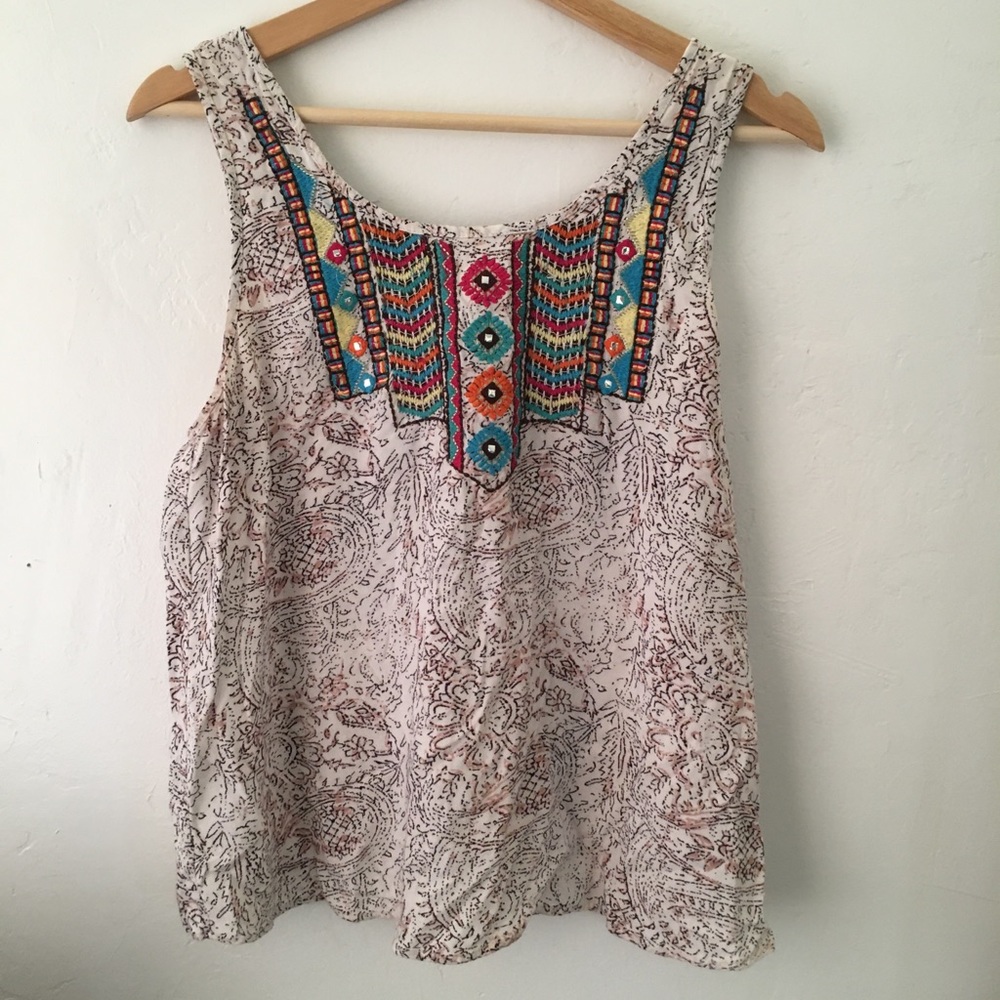 Angie embroidered open back tank top